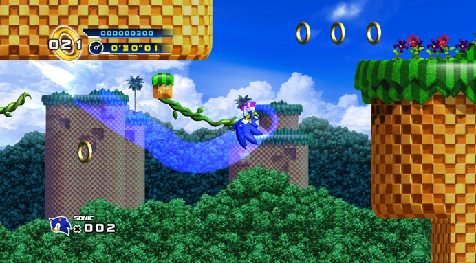 Sonic 4 et ses lianes, tyroliennes, ...